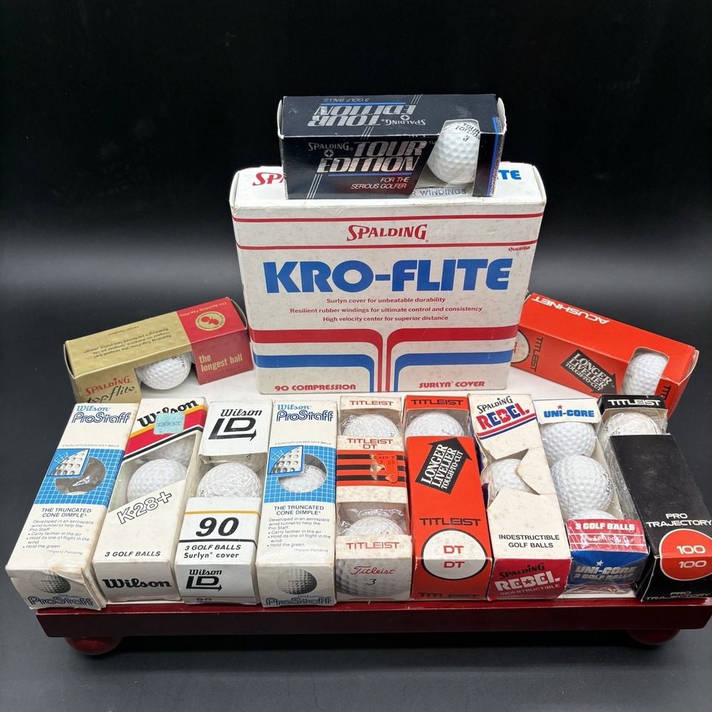Vintage Lot 47 Golf Balls Spalding Kro-Flite Wilson Titleist ProStaff Boxes